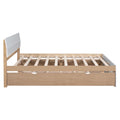 Modern Full Bed Frame With Twin Size Trundle And 2 Drawers For White High Gloss With Light Oak Color White Oak Solid Wood Mdf