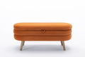 036 Velvet Fabric Storage Bench Bedroom Bench With Wood Legs For Living Room Bedroom Indoor,Orange Tufted Orange Velvet Bedroom Solid Orange Modern Eucalyptus Internal Storage Foam Velvet