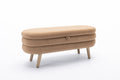 036 Velvet Fabric Storage Bench Bedroom Bench With Wood Legs For Living Room Bedroom Indoor,Coffee Tufted Coffee Velvet Bedroom Solid Modern Eucalyptus Internal Storage Foam Velvet