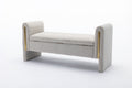 032 Velvet Fabric Storage Bench Bedroom Bench With Gold Metal Trim Strip For Living Room Bedroom Indoor,Light Gray Armrest Light Gray Velvet Bedroom Solid Modern Eucalyptus Wood Internal Storage Foam Velvet