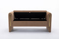 032 Velvet Fabric Storage Bench Bedroom Bench With Gold Metal Trim Strip For Living Room Bedroom Indoor,Coffee Armrest Coffee Velvet Bedroom Solid Brown Modern Eucalyptus Wood Internal Storage Foam Velvet