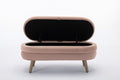 036 Velvet Fabric Storage Bench Bedroom Bench With Wood Legs For Living Room Bedroom Indoor,Light Pink Tufted Light Pink Velvet Bedroom Solid Modern Eucalyptus Internal Storage Foam Velvet