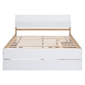 Modern Full Bed Frame With Twin Size Trundle And 2 Drawers For White High Gloss With Light Oak Color White Oak Solid Wood Mdf