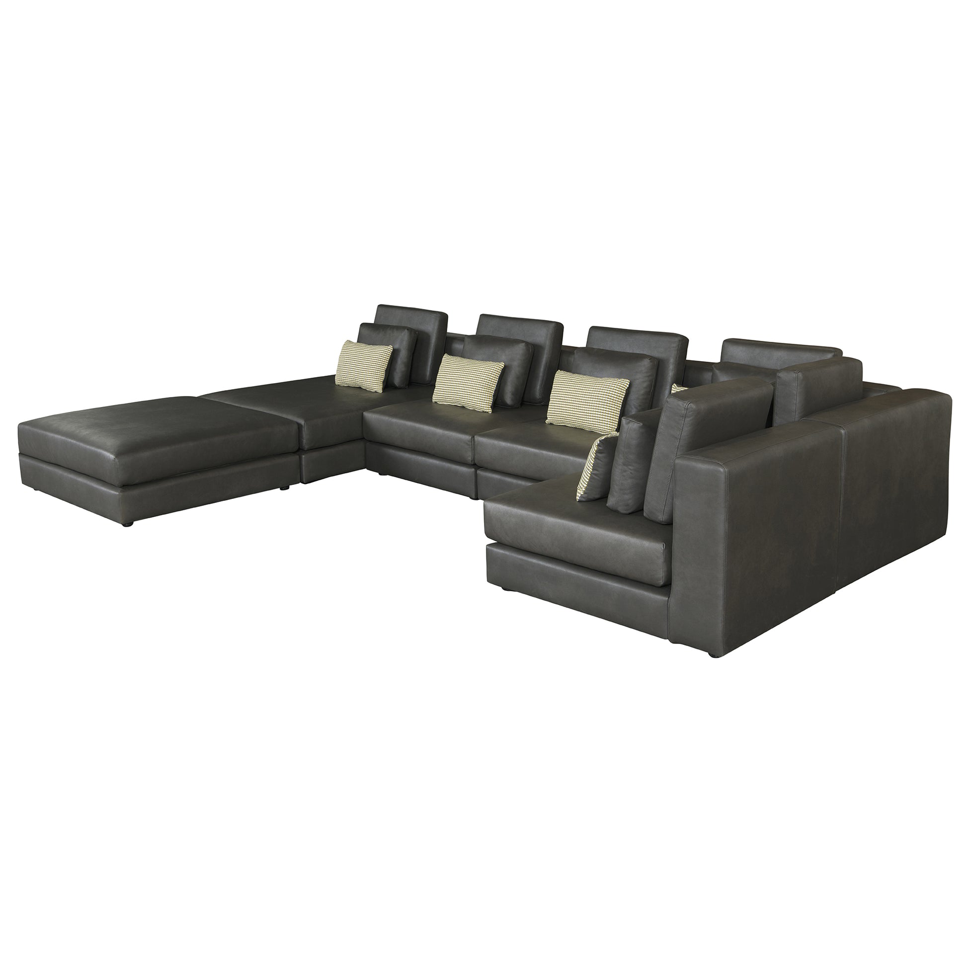 112.7" Modular Sectional Sofa Corner Sofa Chaise Lounge With Movable Ottoman For Living Room, Black Black Foam Palomino Fabric