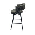 Technical Leather Woven Bar Stool Set Of 2,Black Legs Barstools No Adjustable Kitchen Island Chairs,360 Swivel Bar Stools Upholstered Counter Stool Arm Chairs With Back Footrest, Tan Metal Black Brown Kitchen Dining Chairs Foam Technical Leather