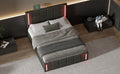 Full Size Upholstered Bed With Led Lights,Hydraulic Storage System And Usb Charging Station,Black Black Pu