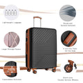 Hardshell Luggage Sets 3 Piece Double Spinner 8 Wheels Suitcase With Tsa Lock Lightweight 20''24''28'' Black Brown Abs