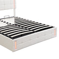 Full Size Upholstered Bed With Led Lights,Hydraulic Storage System And Usb Charging Station,White White Pu