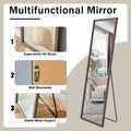 Third Generation Packaging Upgrade, Thickened Frame, Gray Wood Grain Solid Wood Frame Full Length Mirror, Dressing Mirror, Bedroom Entrance, Decorative Mirror, Floor Standing Mirror. 65