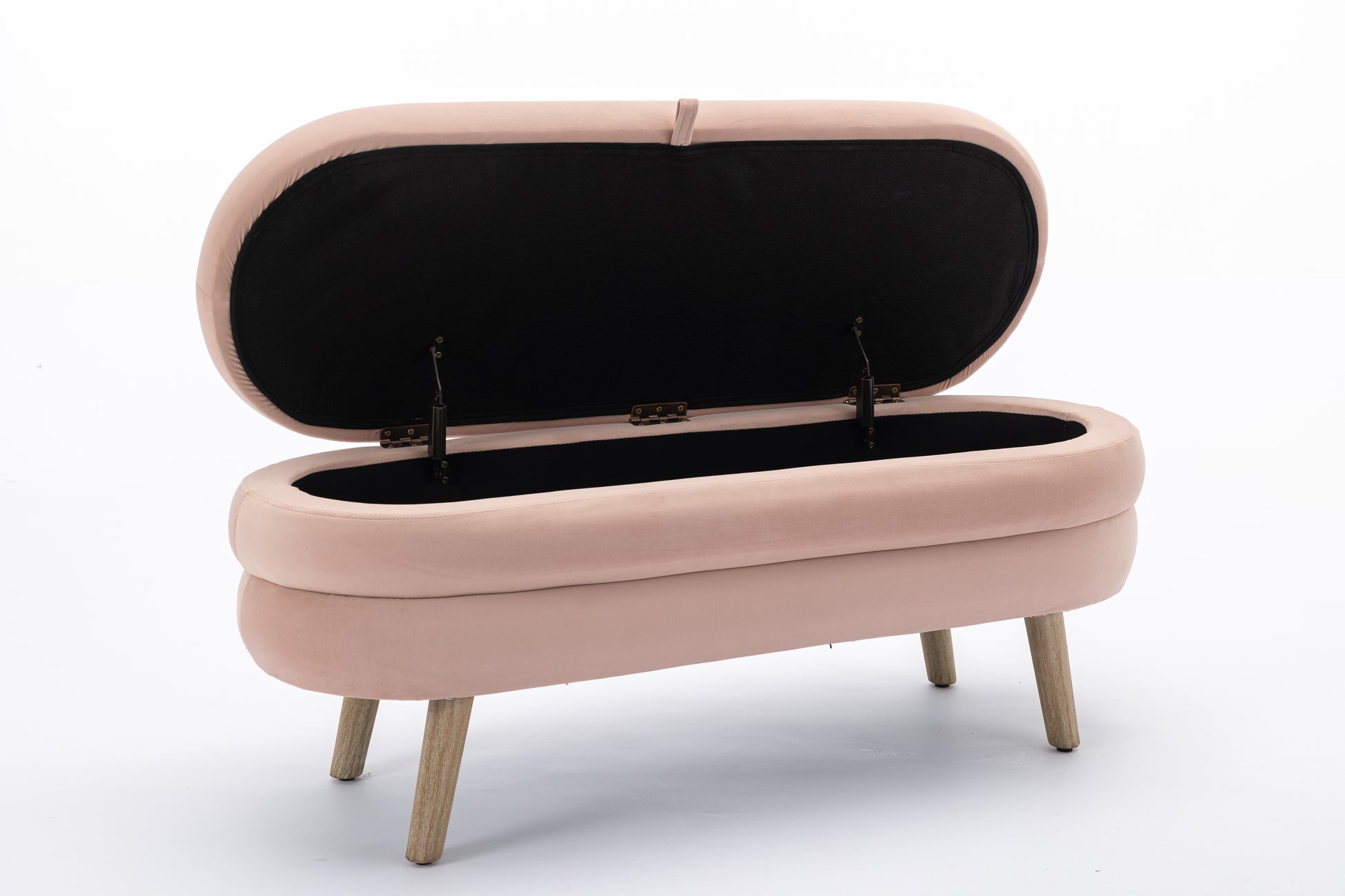 036 Velvet Fabric Storage Bench Bedroom Bench With Wood Legs For Living Room Bedroom Indoor,Light Pink Tufted Light Pink Velvet Bedroom Solid Modern Eucalyptus Internal Storage Foam Velvet