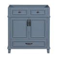 30'' Bathroom Vanity Without Top,Solid Wood Frame Bathroom Storage Cabinet With Soft Closing Doors,Frame Bathroom Storage Cabinet Only, Retro Style, Blue 1 Blue 2 Soft Close Doors Bathroom Freestanding Solid Wood Mdf Painted