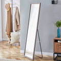 Third Generation Packaging Upgrade, Thickened Frame, Gray Wood Grain Solid Wood Frame Full Length Mirror, Dressing Mirror, Bedroom Entrance, Decorative Mirror, Floor Standing Mirror. 57.9 