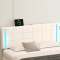 Queen Size Upholstered Bed With Led Lights,Hydraulic Storage System And Usb Charging Station,White White Pu