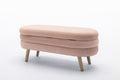 036 Velvet Fabric Storage Bench Bedroom Bench With Wood Legs For Living Room Bedroom Indoor,Light Pink Tufted Light Pink Velvet Bedroom Solid Modern Eucalyptus Internal Storage Foam Velvet