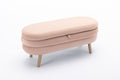 036 Velvet Fabric Storage Bench Bedroom Bench With Wood Legs For Living Room Bedroom Indoor,Light Pink Tufted Light Pink Velvet Bedroom Solid Modern Eucalyptus Internal Storage Foam Velvet