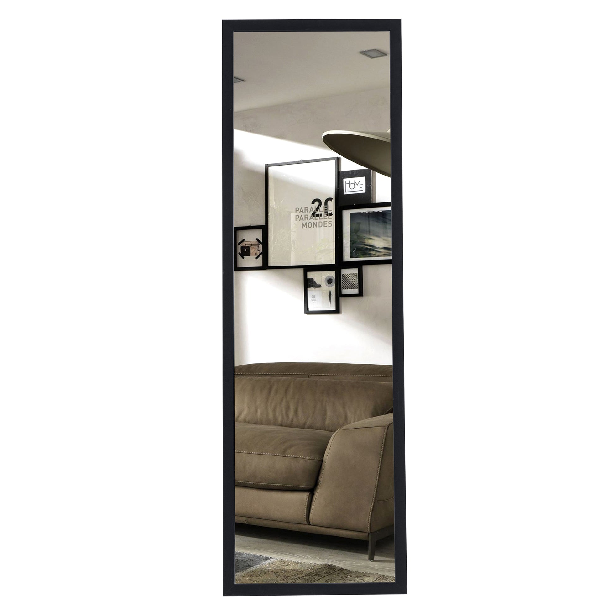 Third Generation, Black Thick Wooden Frame Full Body Mirror, Large Floor Standing Mirror, Dressing Mirror, Decorative Mirror, Suitable For Bedrooms, Living Rooms, Clothing Stores57.9"*18.1" Black Solid Wood