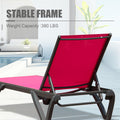 Outdoor Lounge Chair, Aluminum Plastic Patio Chaise Lounge With Side Table & 5 Position Adjustable Backrest & Wheels, All Weather Reclining Chair For Outside Beach Poolside Lawn, Rose Red Rose Red Aluminum