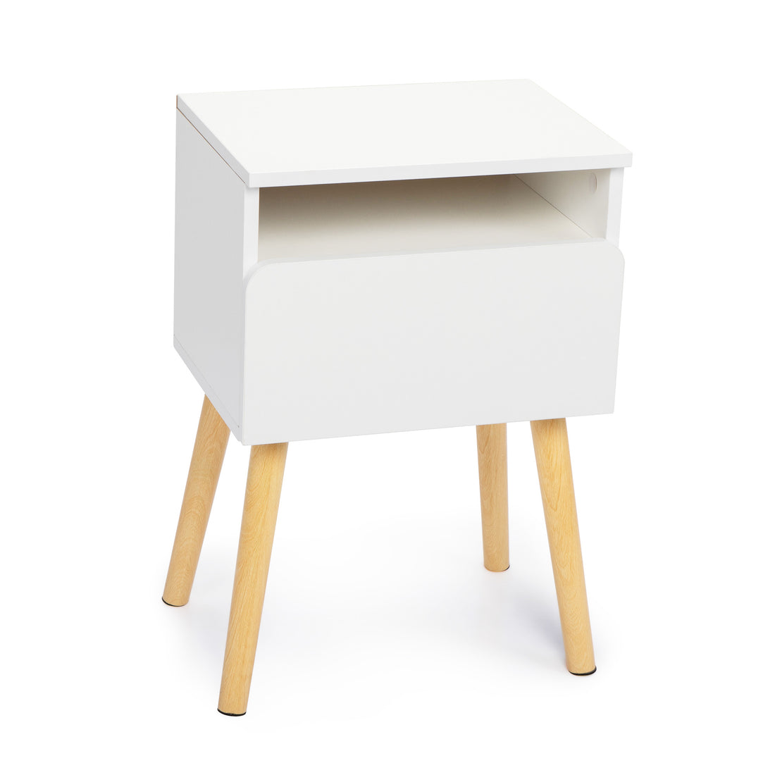 2 Piece Modern Bedside Table, Bedroom Coffee Table With Drawers, Shelves, Living Room Bedside Furniture, White White Particle Board