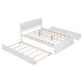 Modern Full Bed Frame With Twin Size Trundle And 2 Drawers For White High Gloss And Washed White Color White Solid Wood Mdf