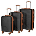 Hardshell Luggage Sets 3 Piece Double Spinner 8 Wheels Suitcase With Tsa Lock Lightweight 20''24''28'' Black Brown Abs