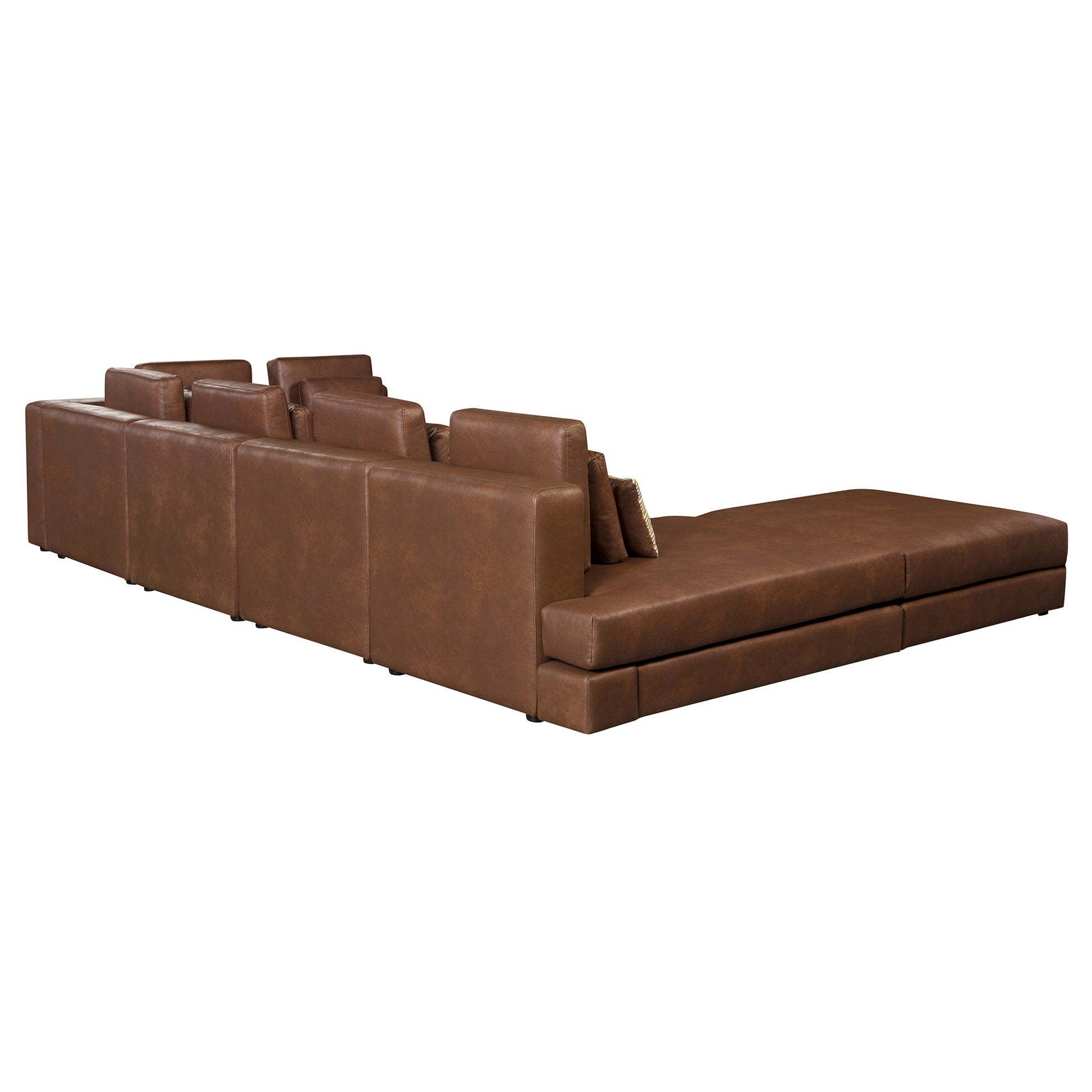 112.7" Modular Sectional Sofa Corner Sofa Chaise Lounge With Movable Ottoman For Living Room, Brown Brown Foam Palomino Fabric