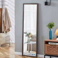 Third Generation Packaging Upgrade, Thickened Frame, Gray Wood Grain Solid Wood Frame Full Length Mirror, Dressing Mirror, Bedroom Entrance, Decorative Mirror, Floor Standing Mirror. 57.9 