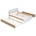 Modern Full Bed Frame With Twin Size Trundle And 2 Drawers For White High Gloss With Light Oak Color White Oak Solid Wood Mdf