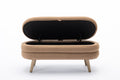 036 Velvet Fabric Storage Bench Bedroom Bench With Wood Legs For Living Room Bedroom Indoor,Coffee Tufted Coffee Velvet Bedroom Solid Modern Eucalyptus Internal Storage Foam Velvet