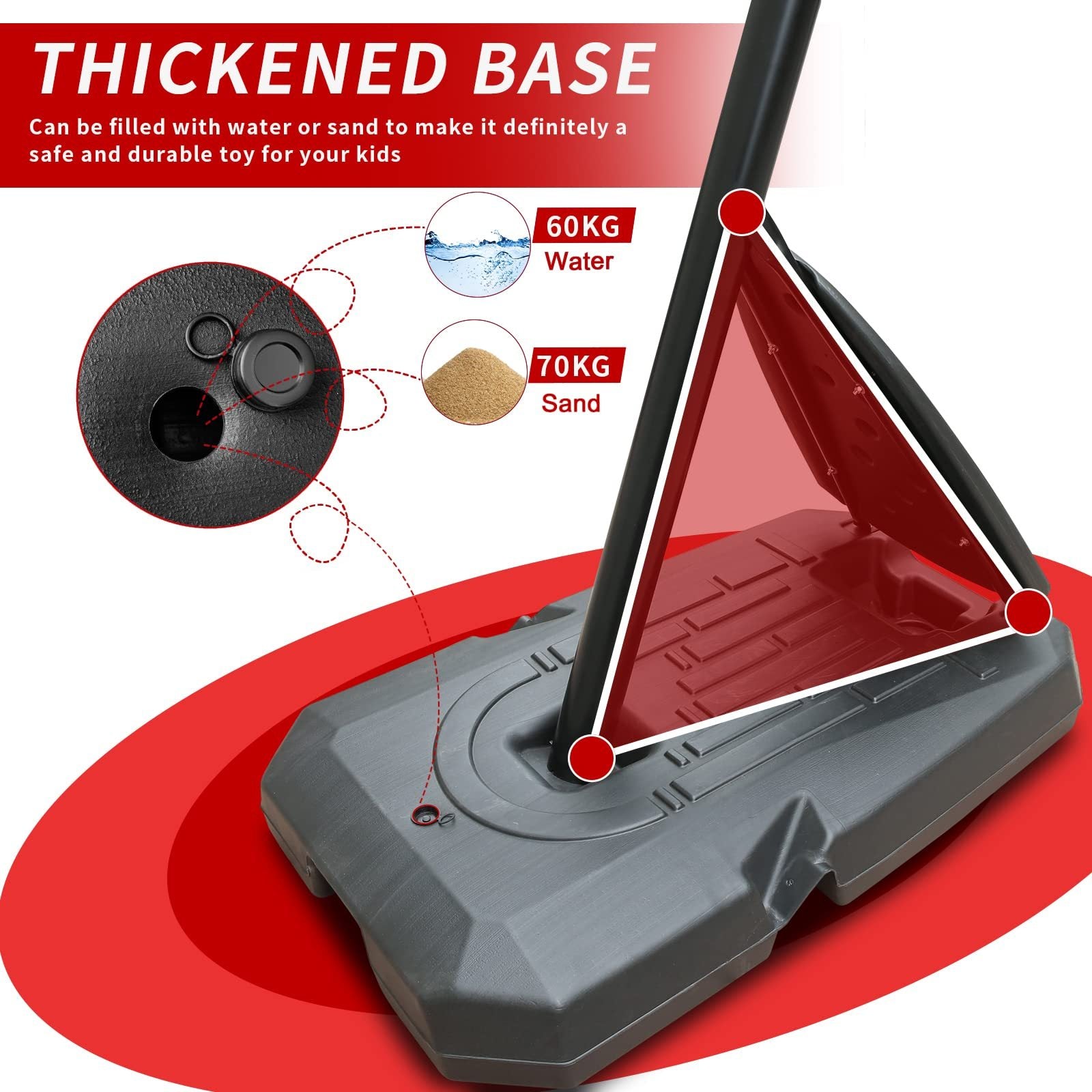 Height Adjustable 7 To 10Ft Basketball Hoop 44 Inch Backboard Portable Basketball Goal System With Stable Base And Wheels, Use For Outdoor Balls Sports Black Gray Portable Garden & Outdoor Training Support Iron