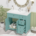 36'' Bathroom Vanity With Undermount Sink,Free Standing Vanity Set With 2 Drawers& Soft Closing Doors,Solid Wood Frame Bathroom Storage Cabinet Same As Sw000117Aaf Blue Green Bathroom Modern Solid