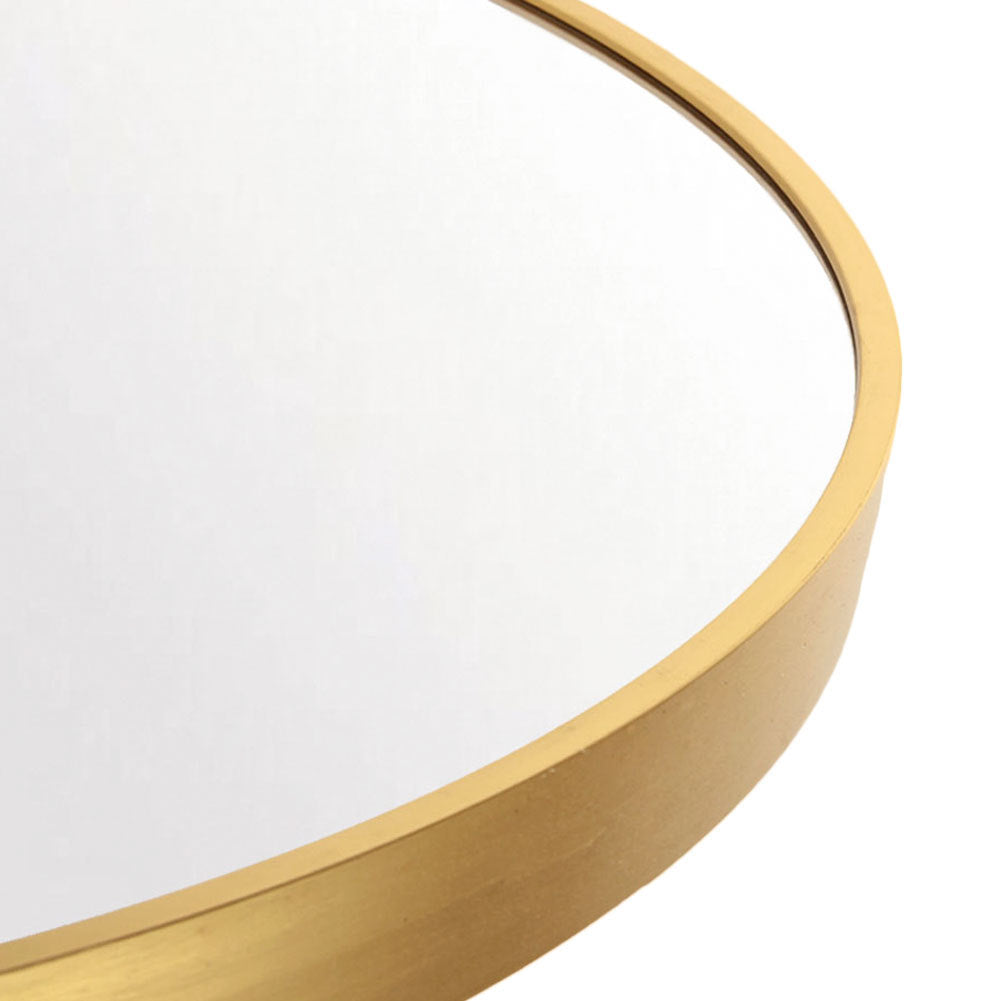 Tempered Mirror 28" Wall Circle Mirror For Bathroom, Gold Round Mirror For Wall, 20 Inch Hanging Round Mirror For Living Room, Vanity, Bedroom Gold Glass