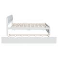 Modern Full Bed Frame With Twin Size Trundle And 2 Drawers For White High Gloss And Washed White Color White Solid Wood Mdf