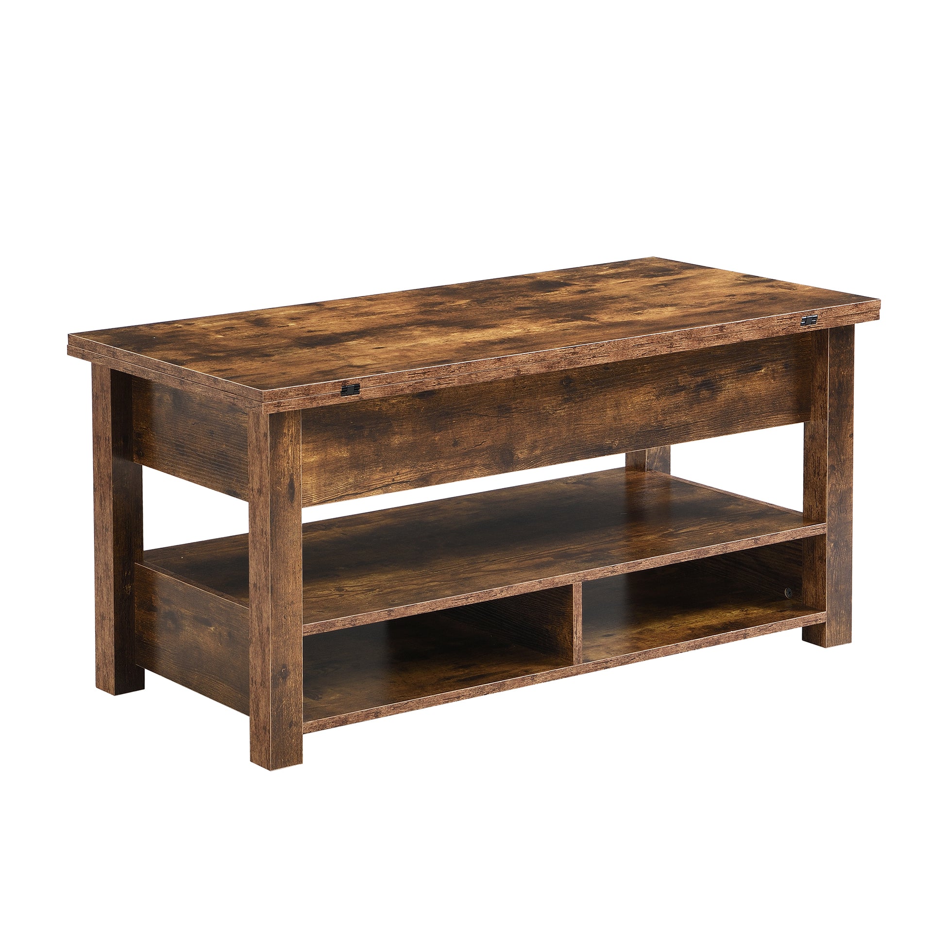 Lift Top Coffee Table, Multi Functional Coffee Table With Open Shelves, Modern Lift Tabletop Dining Table For Living Room, Home Office, Rustic Brown Rustic Brown Primary Living Space Particle Board