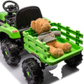 Ride On Tractor With Trailer,24V Battery Powered Electric Tractor Toy, 200W*2Motor 1.86 4.97Mph Remote Control,Electric Car For Kids,Three Speed Adjustable,Usb,Mp3 ,Bluetooth,Led Light, Safety Belt Green Plastic