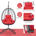 Egg Chair With Stand Indoor Outdoor Swing Chair Patio Wicker Hanging Egg Chair Hanging Basket Chair Hammock Chair With Stand For Bedroom Living Room Balcony Yes Sectional Red Water Resistant Frame Water Resistant Cushion Garden & Outdoor American Design