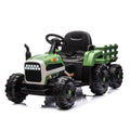 Ride On Tractor2.0 With Trailer,24V Battery Powered Electric Tractor Toy, 200W*2Motor 1.86 4.97Mph Remote Control,Electric Car For Kids,Three Speed Adjustable,Usb,Mp3 ,Bluetooth,Led Light, Safety Belt Emerald Plastic