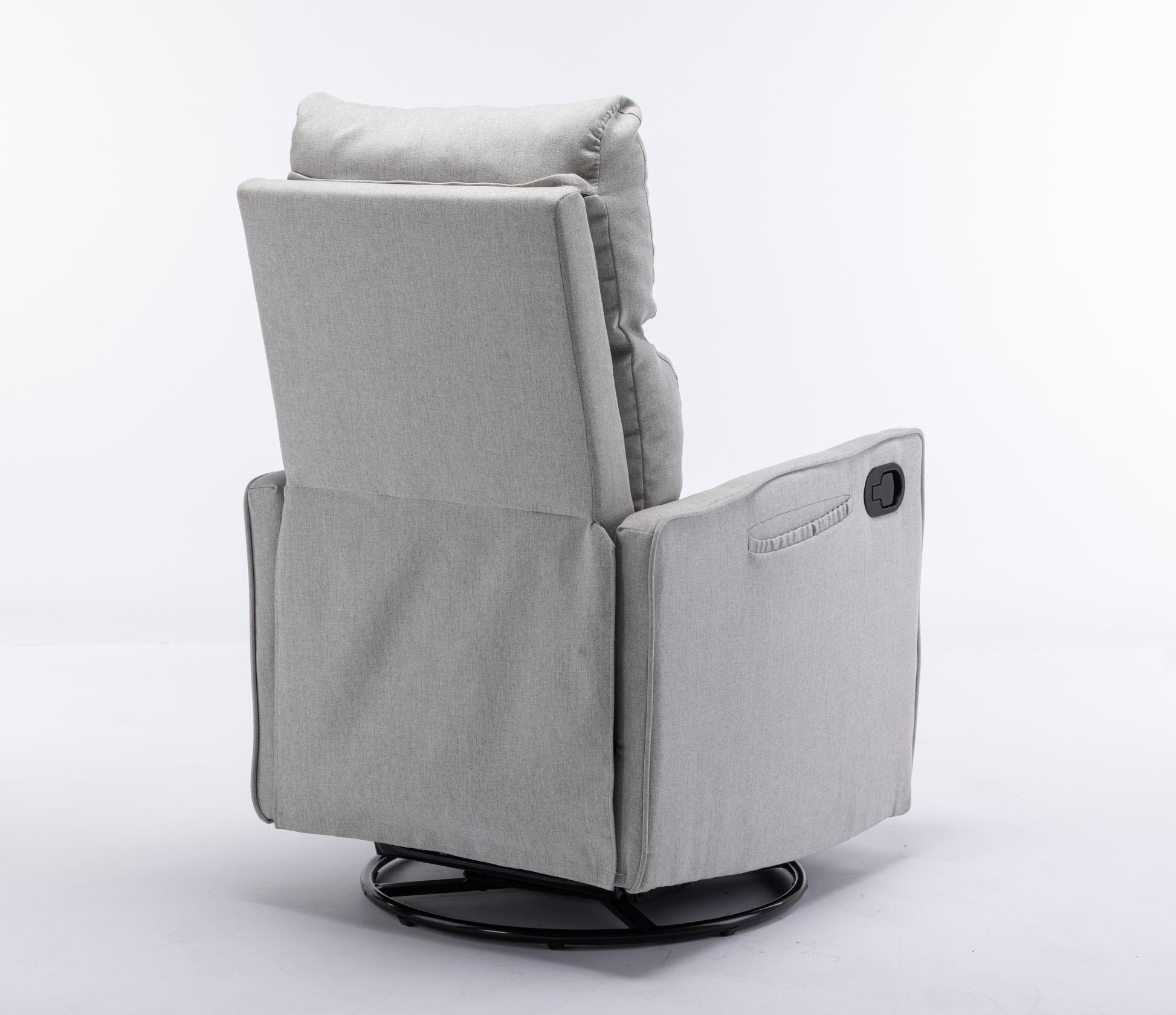 038 Cotton Linen Fabric Swivel Rocking Chair Glider Rocker Recliner Nursery Chair With Adjustable Back And Footrest For Living Room Indoor,Light Gray Light Gray Cotton Manual Handle Metal Primary Living Space Soft Tufted Back Modern Foam Cotton