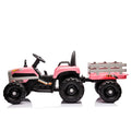 Ride On Tractor With Trailer,24V Battery Powered Electric Tractor Toy, 200W*2Motor 1.86 4.97Mph Remote Control,Electric Car For Kids,Three Speed Adjustable,Usb,Mp3 ,Bluetooth,Led Light, Safety Belt