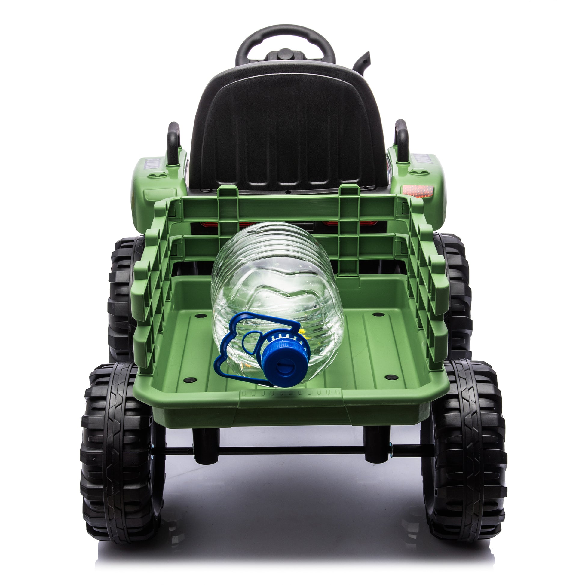 Ride On Tractor2.0 With Trailer,24V Battery Powered Electric Tractor Toy, 200W*2Motor 1.86 4.97Mph Remote Control,Electric Car For Kids,Three Speed Adjustable,Usb,Mp3 ,Bluetooth,Led Light, Safety Belt Emerald Plastic