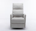 038 Cotton Linen Fabric Swivel Rocking Chair Glider Rocker Recliner Nursery Chair With Adjustable Back And Footrest For Living Room Indoor,Light Gray Light Gray Cotton Manual Handle Metal Primary Living Space Soft Tufted Back Modern Foam Cotton