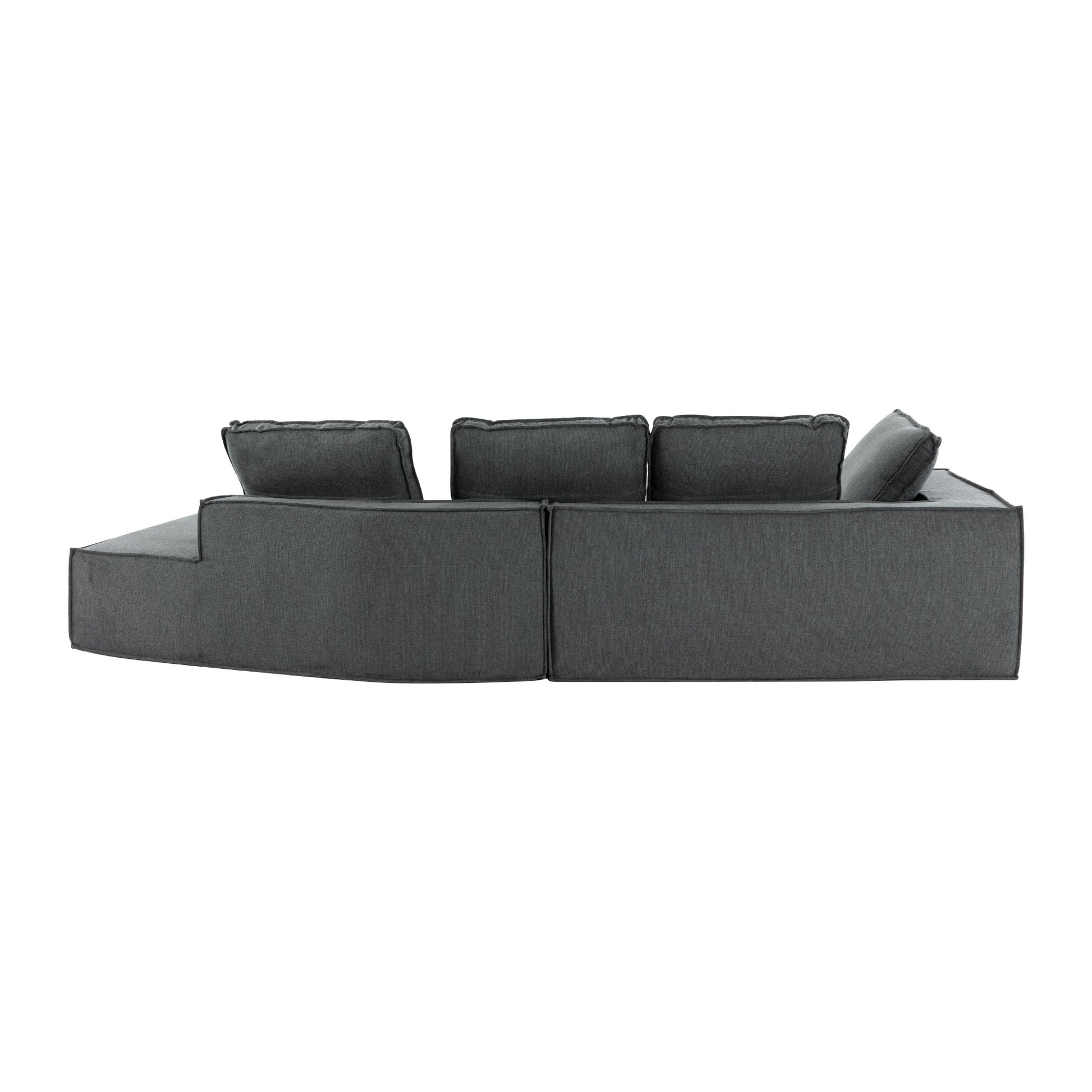 125" Stylish Chaise Lounge Modern Indoor Lounge Sofa Sleeper Sofa With Clean Lines For Living Room, Grey Grey Chenille 2 Seat