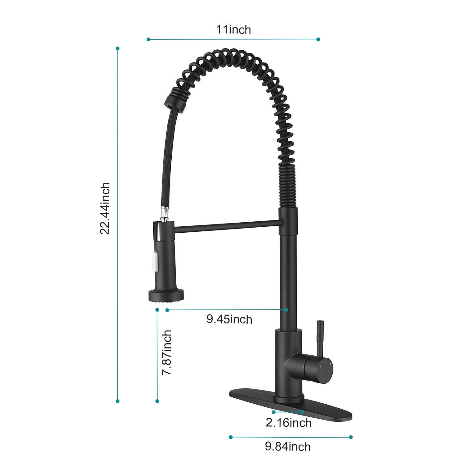 Pull Down Single Handle Spring Kitchen Faucet Matte Black Stainless Steel