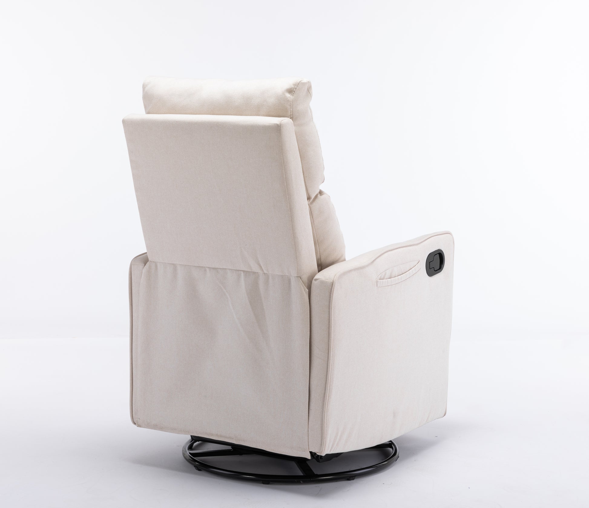 038 Cotton Linen Fabric Swivel Rocking Chair Glider Rocker Recliner Nursery Chair With Adjustable Back And Footrest For Living Room Indoor,Beige Beige Cotton Manual Handle Metal Primary Living Space Soft Tufted Back Modern Foam Cotton Linen