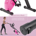 Folding Exercise Bike, Fitness Upright And Recumbent X Bike With 16 Level Adjustable Resistance, Arm Bands And Backrest Pink Metal