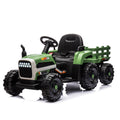 Ride On Tractor2.0 With Trailer,24V Battery Powered Electric Tractor Toy, 200W*2Motor 1.86 4.97Mph Remote Control,Electric Car For Kids,Three Speed Adjustable,Usb,Mp3 ,Bluetooth,Led Light, Safety Belt Emerald Plastic