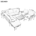 9 Piece Patio Rattan Furniture Set, Outdoor Conversation Set With Acacia Wood Legs And Tabletop, Pe Rattan Sectional Sofa Set With Coffee Table, Washable Cushion, Gray Yes Gray Weather Resistant Frame Garden & Outdoor Complete Patio Sets Foam Wicker