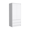Laurel 2 Piece Bedroom Set, Nightstand Armoire, White White Particle Board Engineered Wood