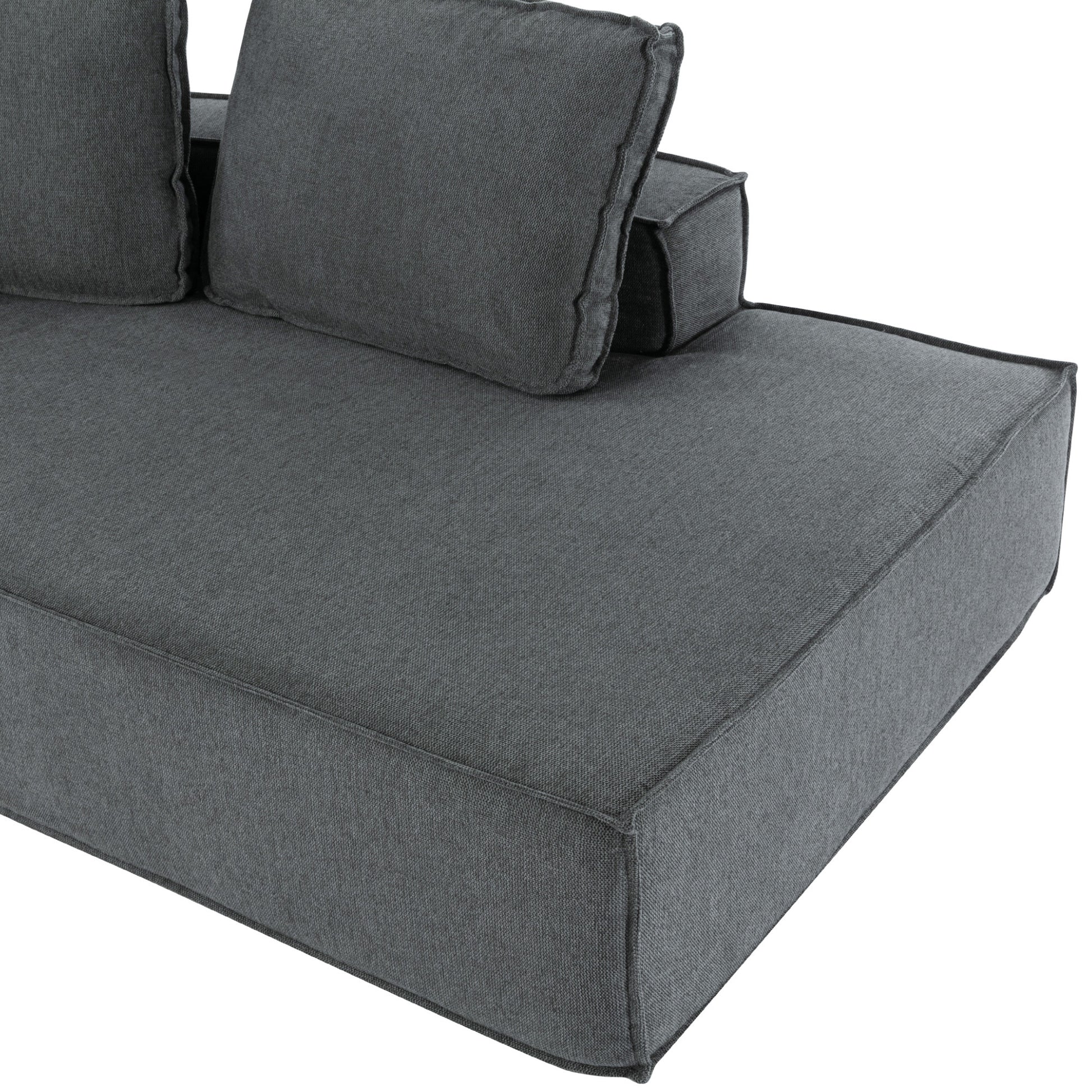 125" Stylish Chaise Lounge Modern Indoor Lounge Sofa Sleeper Sofa With Clean Lines For Living Room, Grey Grey Chenille 2 Seat