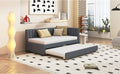 Upholstered Daybed With Trundle Twin Size Sofa Bed Frame No Box Spring Needed, Linen Fabric Gray Gray Linen