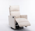 038 Cotton Linen Fabric Swivel Rocking Chair Glider Rocker Recliner Nursery Chair With Adjustable Back And Footrest For Living Room Indoor,Beige Beige Cotton Manual Handle Metal Primary Living Space Soft Tufted Back Modern Foam Cotton Linen